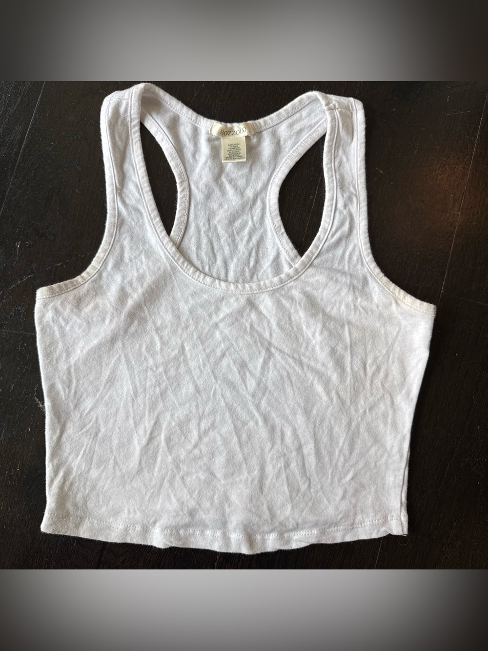 Bozzolo White Racerback Crop Tank